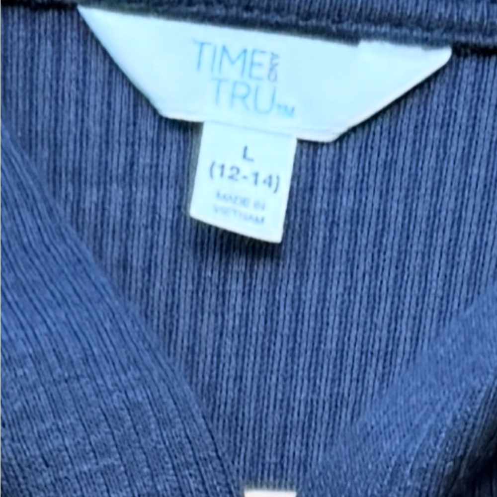 Time and Tru Navy Ribbed V-Neck Sweater Sz : L - Picture 4 of 4